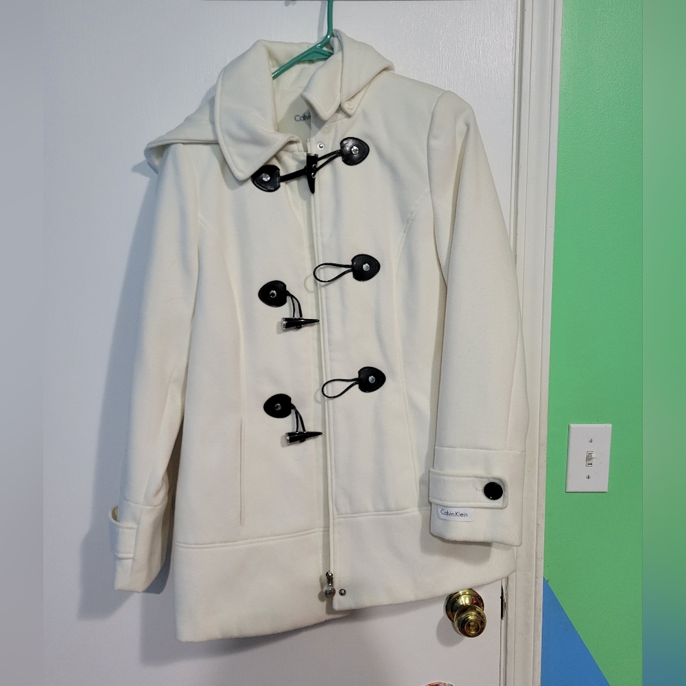 Calvin Klein White Coat with detachable hood